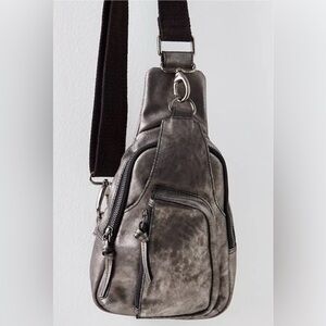 Free People Hudson Sling Bag Gunmetal NWT